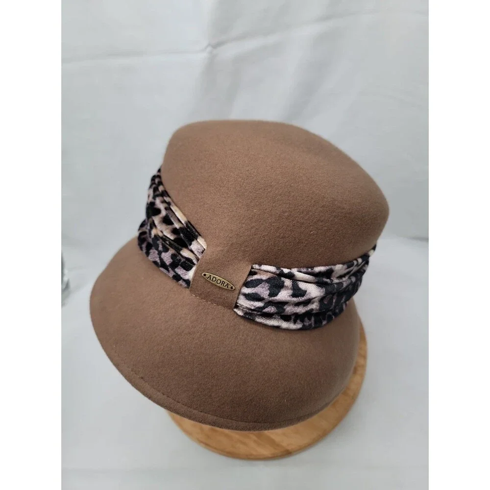 Womens Adora Wool Cloche Hat With Leopard Print Detail One Size